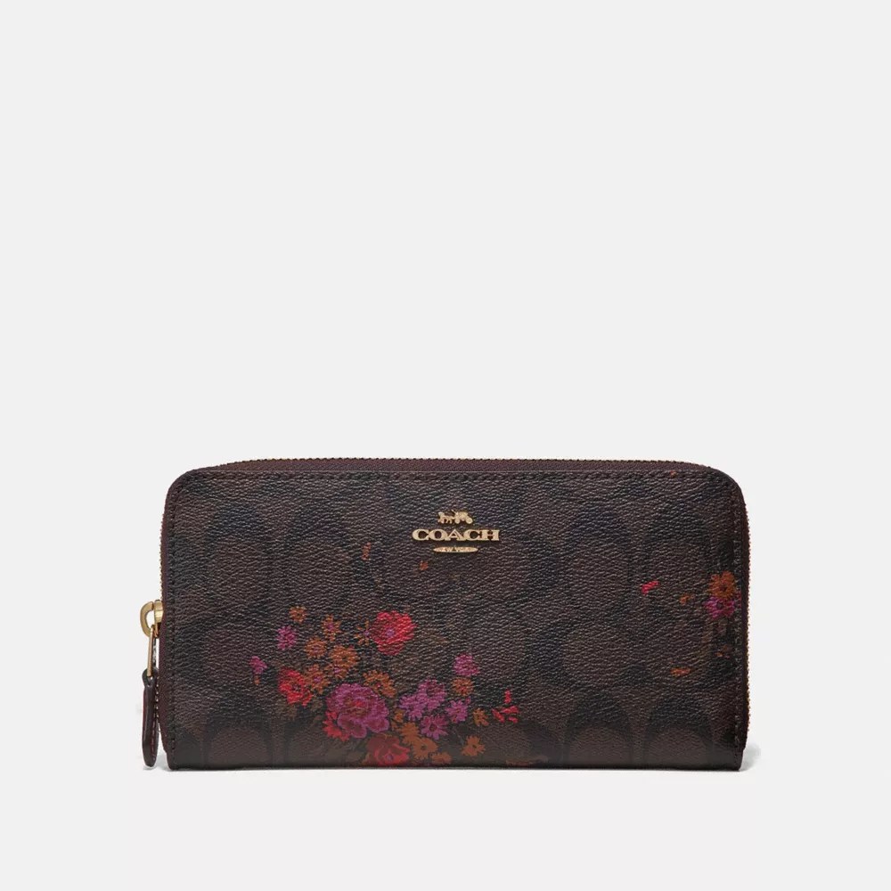 COACH® Outlet Accordion Zip Wallet In Signature Canvas With Floral