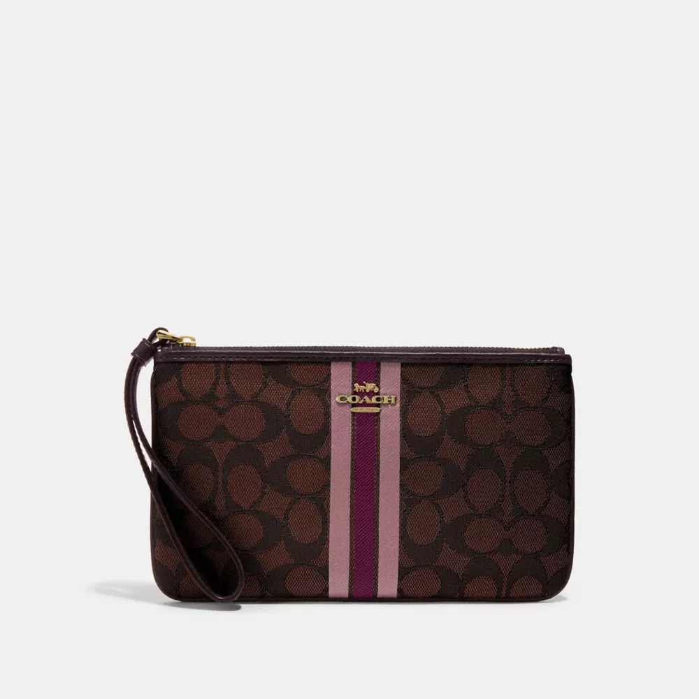 COACH® Outlet Large Wristlet In Signature Jacquard With Stripe