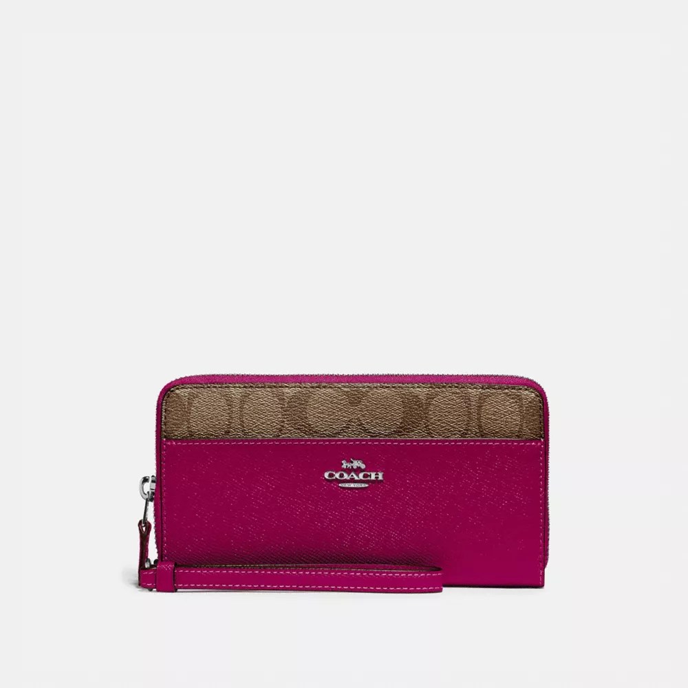 COACH® Outlet Accordion Zip Wallet With Signature Canvas Detail