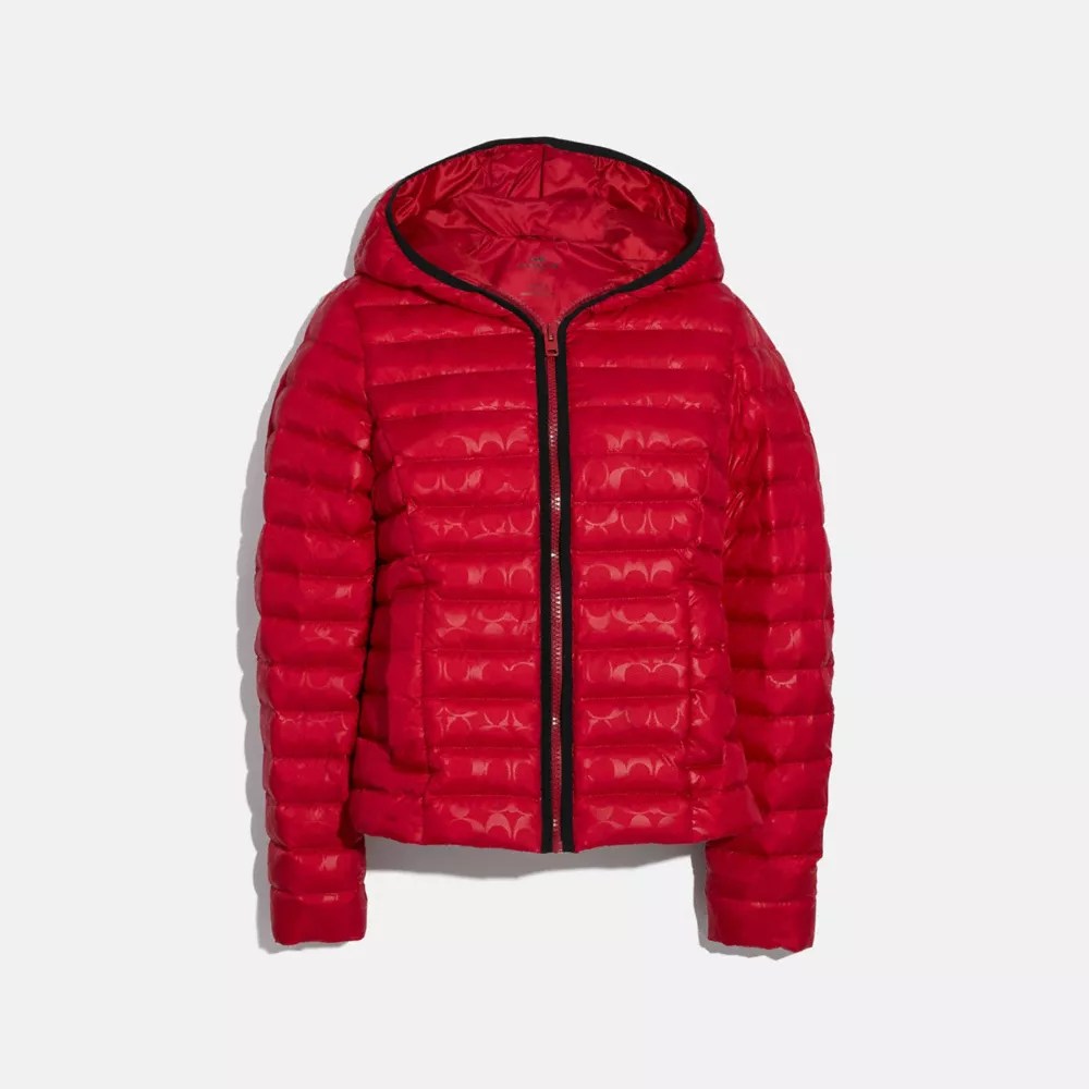 COACH® Outlet Packable Signature Embossed Down Jacket