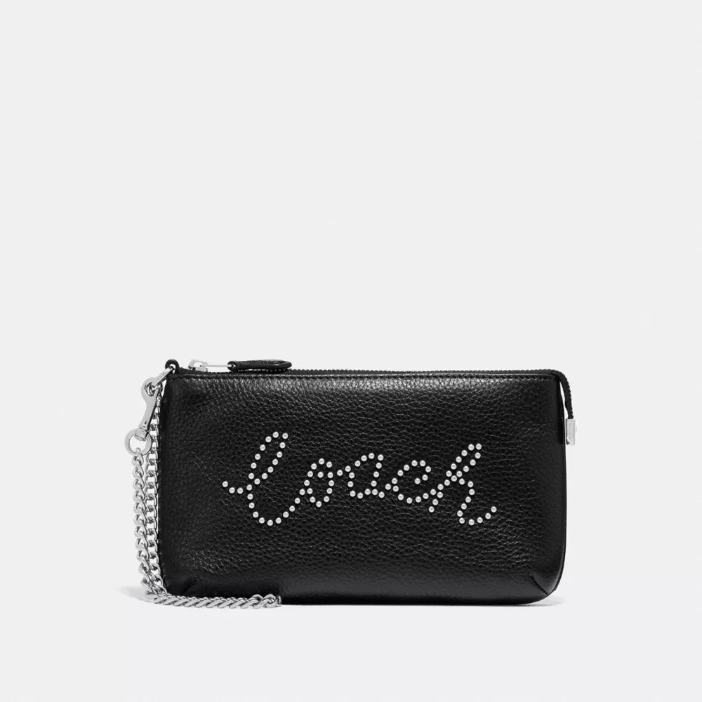 COACH® Outlet Large Wristlet With Studded Coach Script