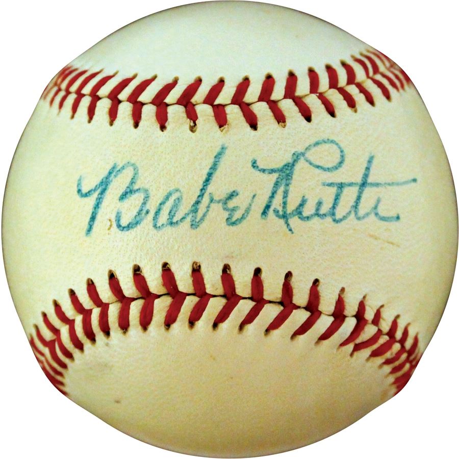 PSA 8.5 Babe Ruth Signed Baseball, Hundreds of Vintage