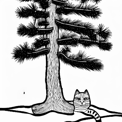 pine tree and cat COLOR anything