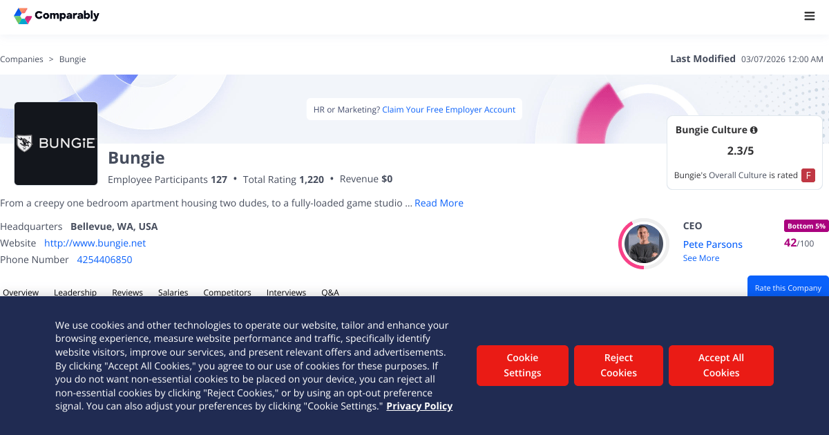 Bungie Jobs Comparably
