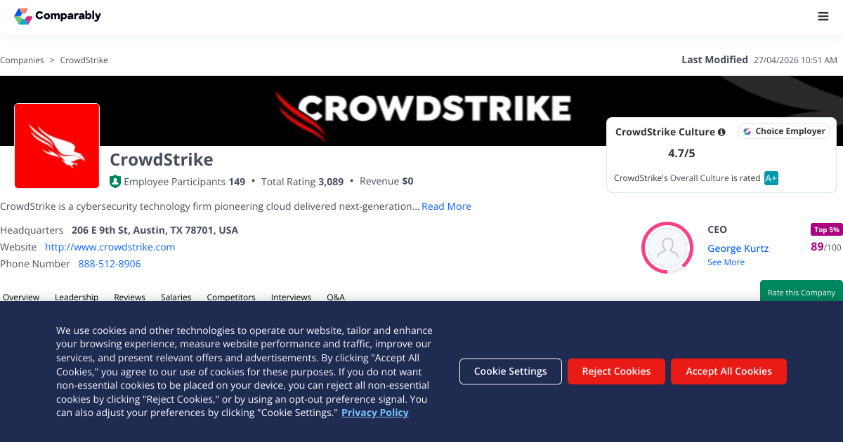 CrowdStrike Jobs Comparably