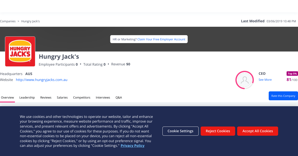 Hungry Jack's Careers Comparably