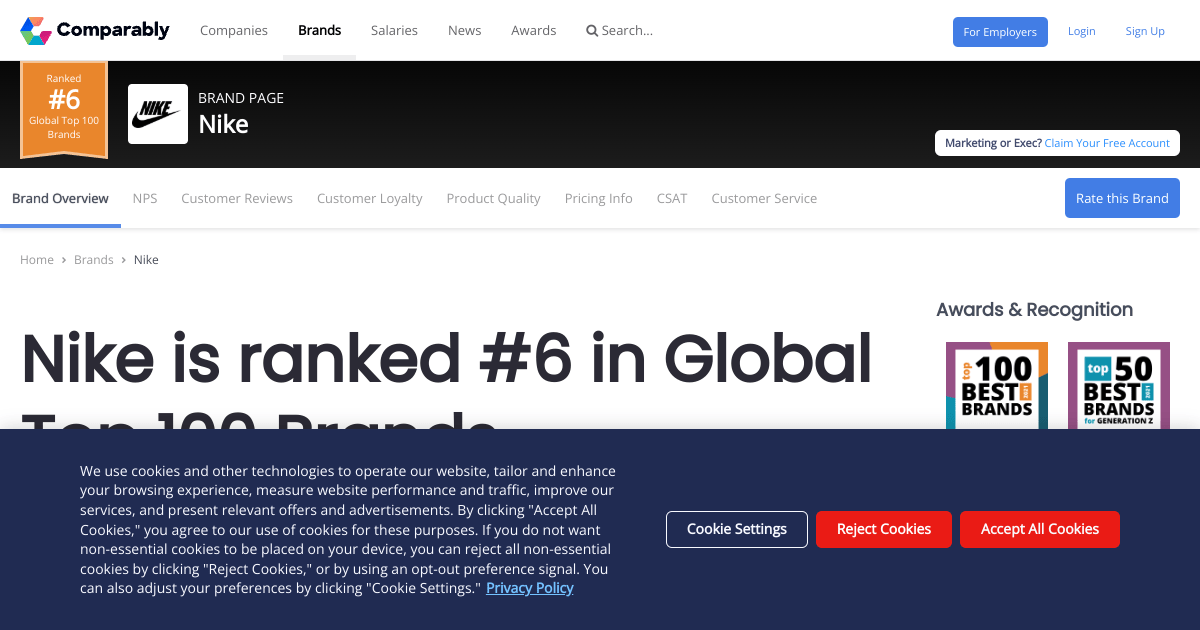 Nike Products and Services Comparably