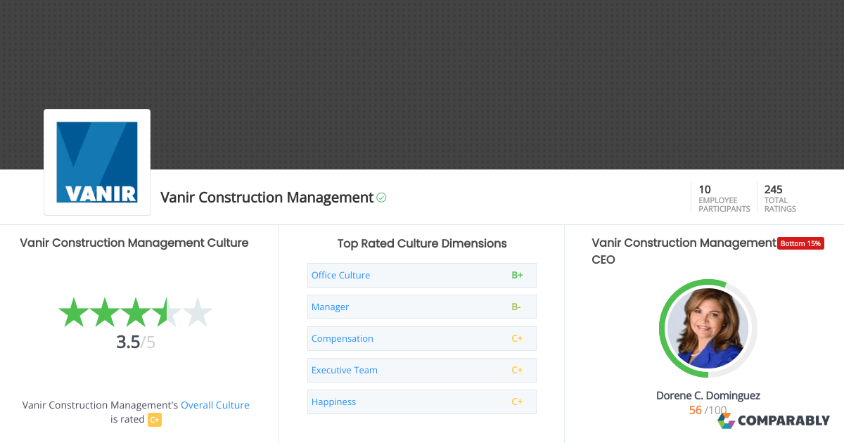 Vanir Construction Management Culture Comparably