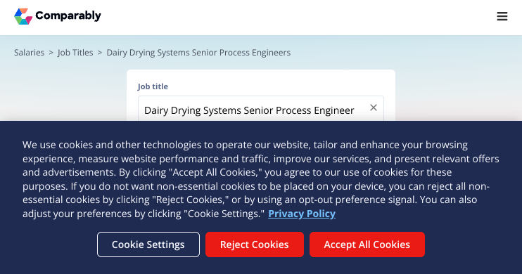 Dairy Drying Systems Senior Process Engineer Salary Comparably