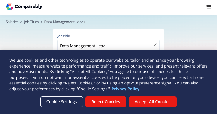 Data Management Lead Salary Comparably
