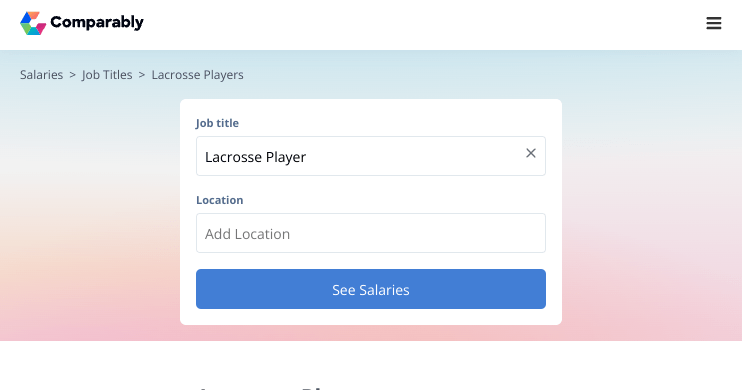 Lacrosse Player Salary November 2023