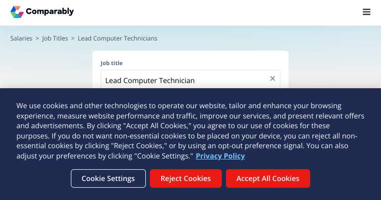Lead Computer Technician Salary December 2023