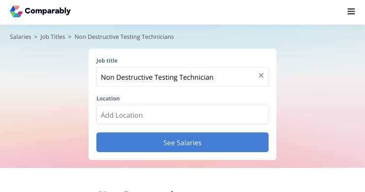 NonDestructive Testing Technician Salary Comparably