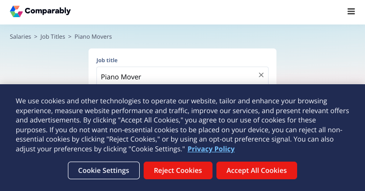 Piano Mover Salary Comparably