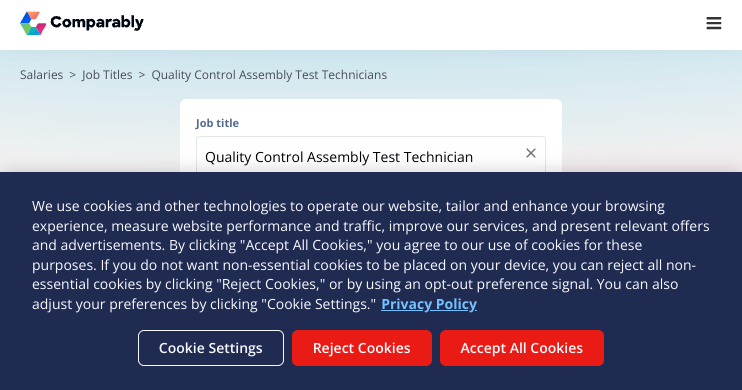 Quality Control Assembly Test Technician Salary Comparably