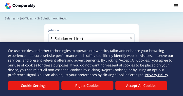 Sr. Solution Architect Salary Comparably