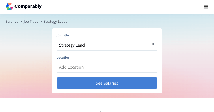 Strategy Lead Salary Comparably