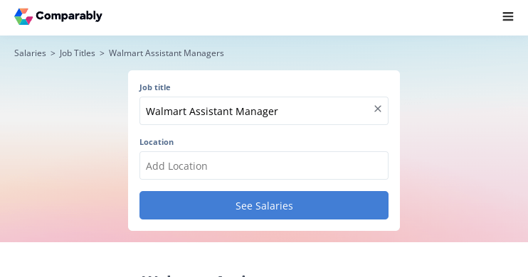 Walmart Assistant Manager Salary Comparably
