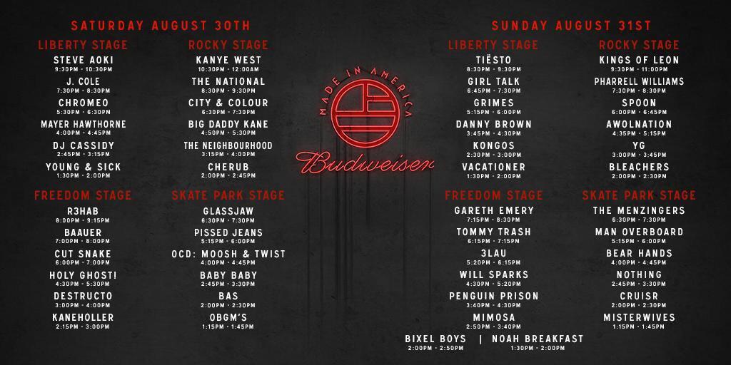 made in america festival 2023 lineup times Kanye West At "Made In America" Philly Performance Complex