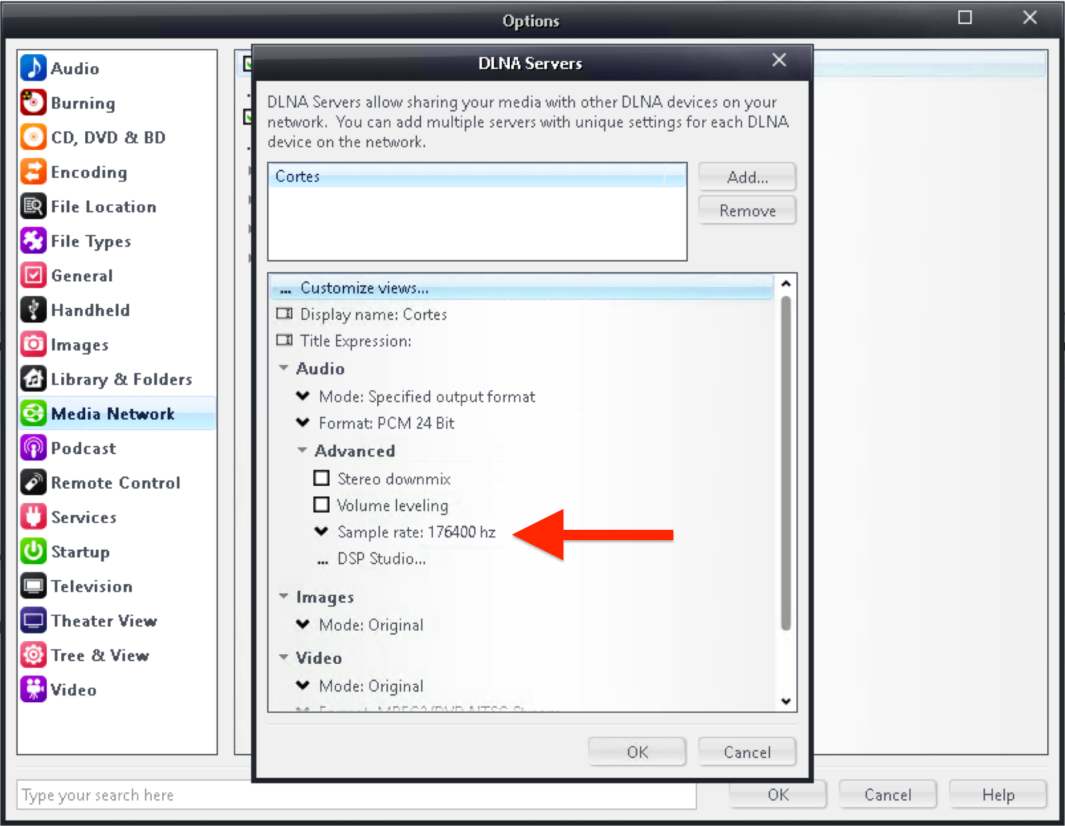 JRiver Media Center Resampling DLNA Audio Question Software