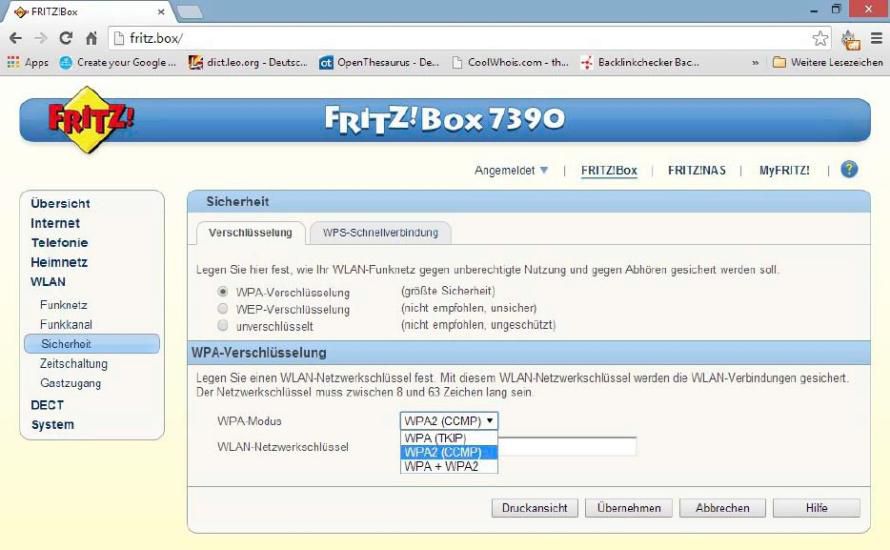 Bild Die sicherste Verschlüsselungsmethode, die die Fritzbox zur