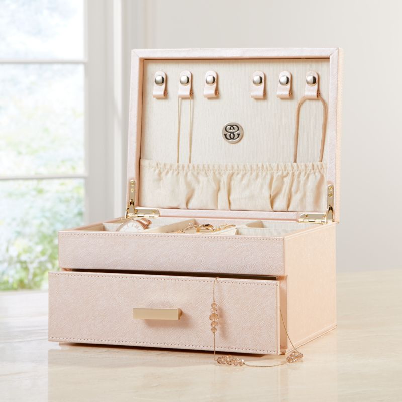 Agency Medium Pale Pink Jewelry Box + Reviews Crate and Barrel