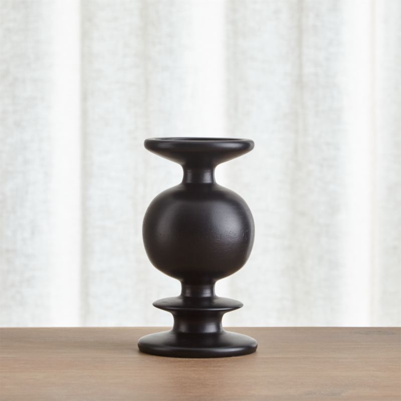 Berit Short Wood Pillar Candle Holders Crate and Barrel