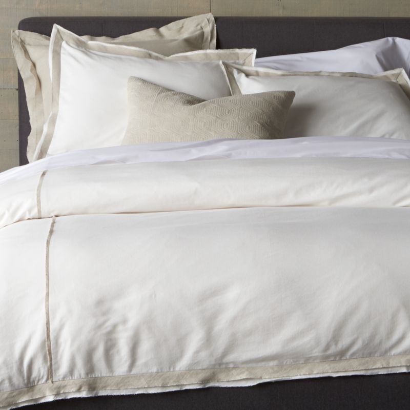 Bianca White/Natural Duvet Covers and Pillow Shams Crate and Barrel