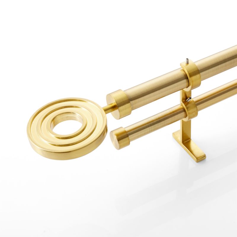 CB Brass Metal Ring Finial and Double Curtain Rod Set 120"170" Crate