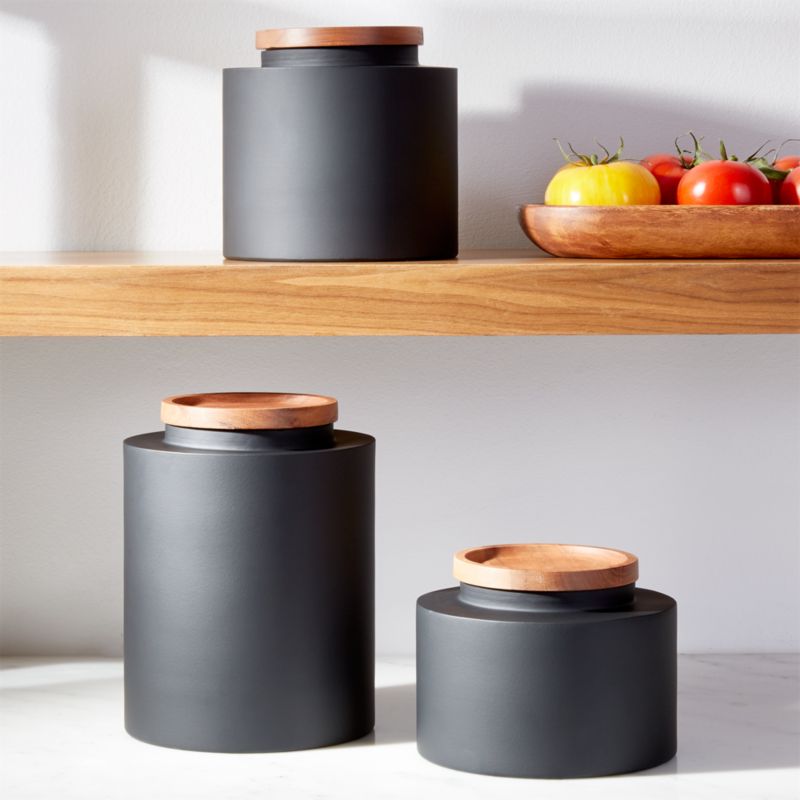 Clark Matte Black Canisters Crate and Barrel Canada