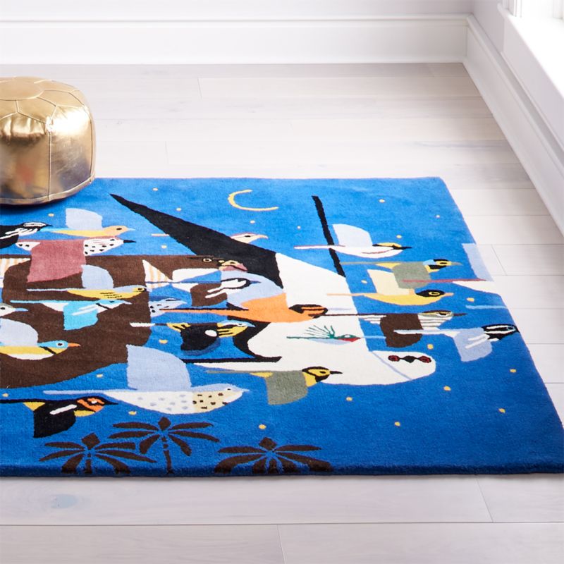 Charley Harper Blue Bird Rug Crate and Barrel