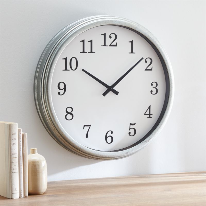 Galvanized Wall Clock + Reviews Crate and Barrel