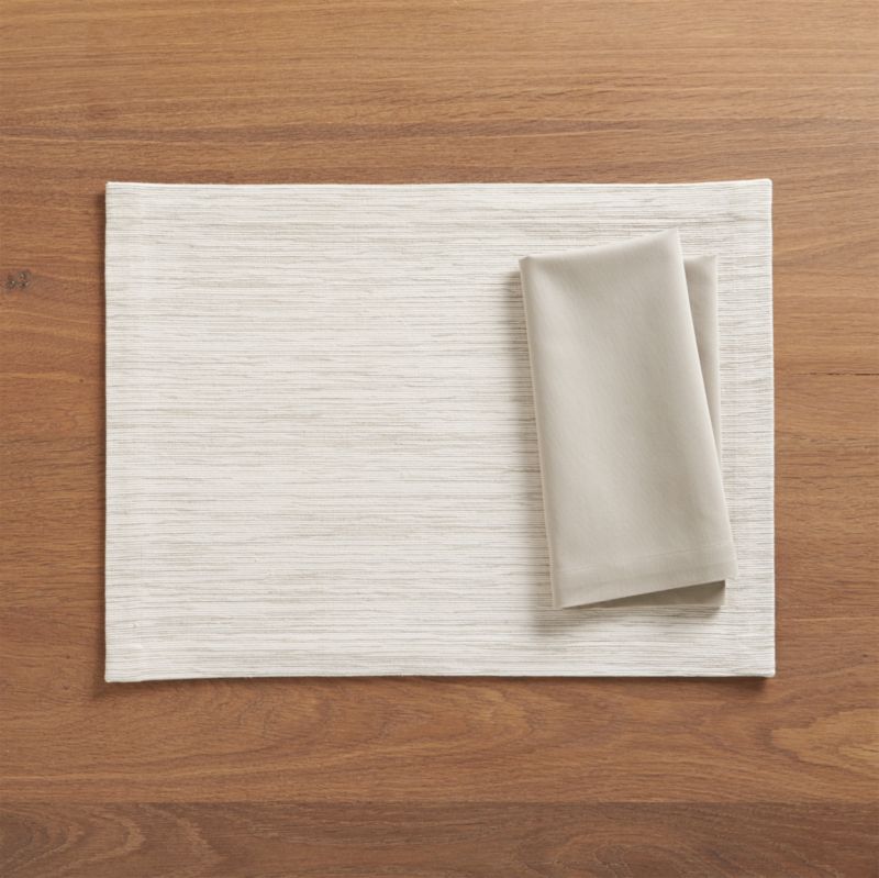 Grasscloth White Placemat and Fete Dove Cloth Napkin Crate and Barrel