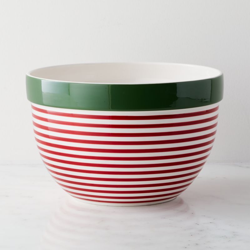 Holiday Stripe Large Mixing Bowl + Reviews Crate and Barrel