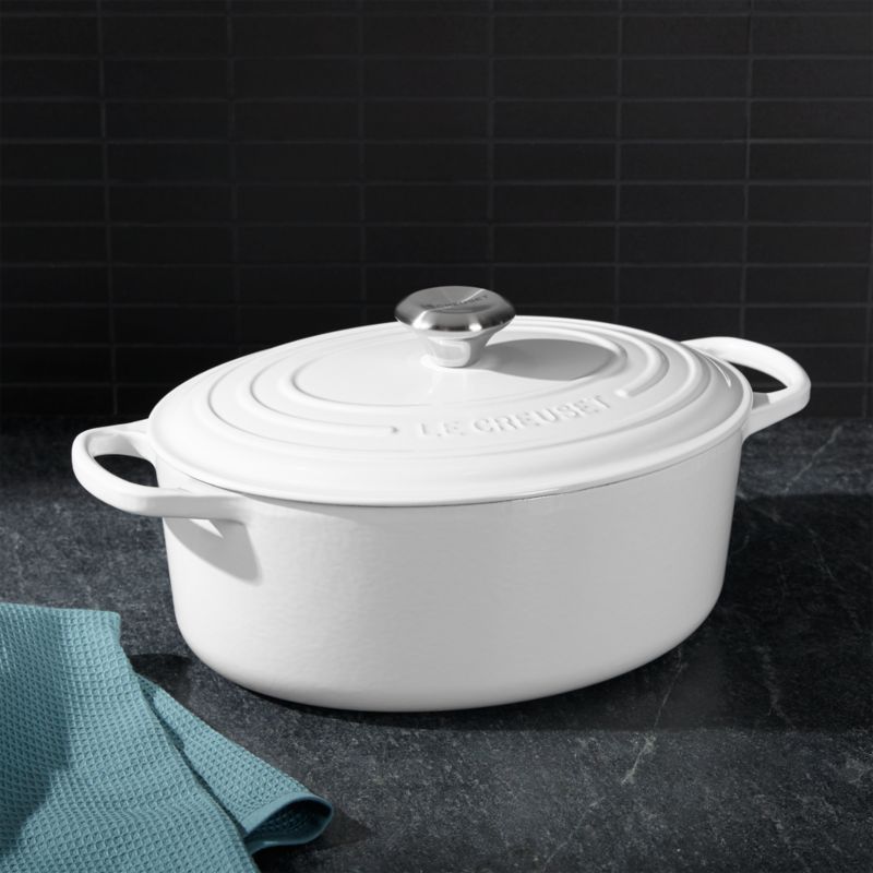 Le Creuset Signature White 5Qt. Oval Dutch Oven + Reviews Crate and