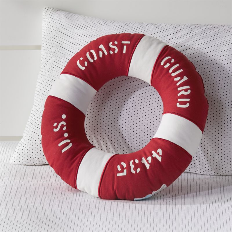 Kids' Throw Pillows Kids Red & White Cotton Nautical Throw Pillow