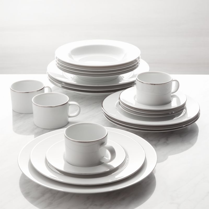 Maison Platinum Rim 20Piece Dinnerware Set Crate and Barrel
