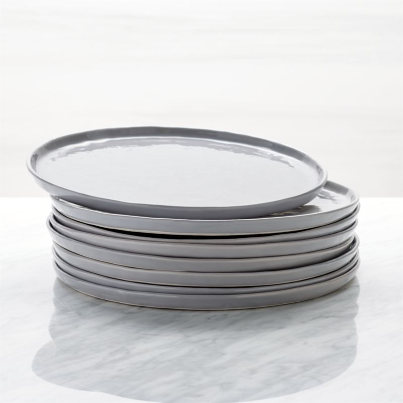 Mercer Grey Round Dinner Plates, Set of 8 + Reviews Crate and Barrel