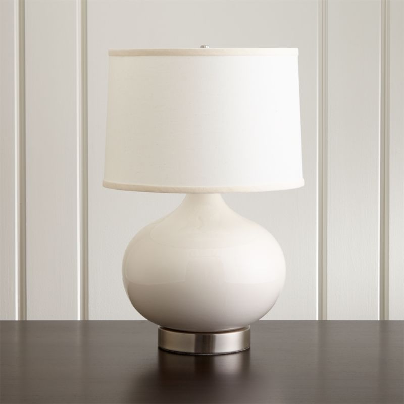 Merie Ivory Table Lamp with Outlet Nickel Base Crate and Barrel
