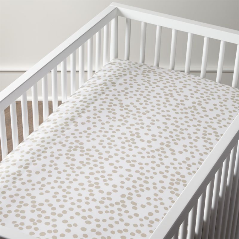 Organic Mod Grey Dot Crib Fitted Sheet + Reviews Crate and Barrel