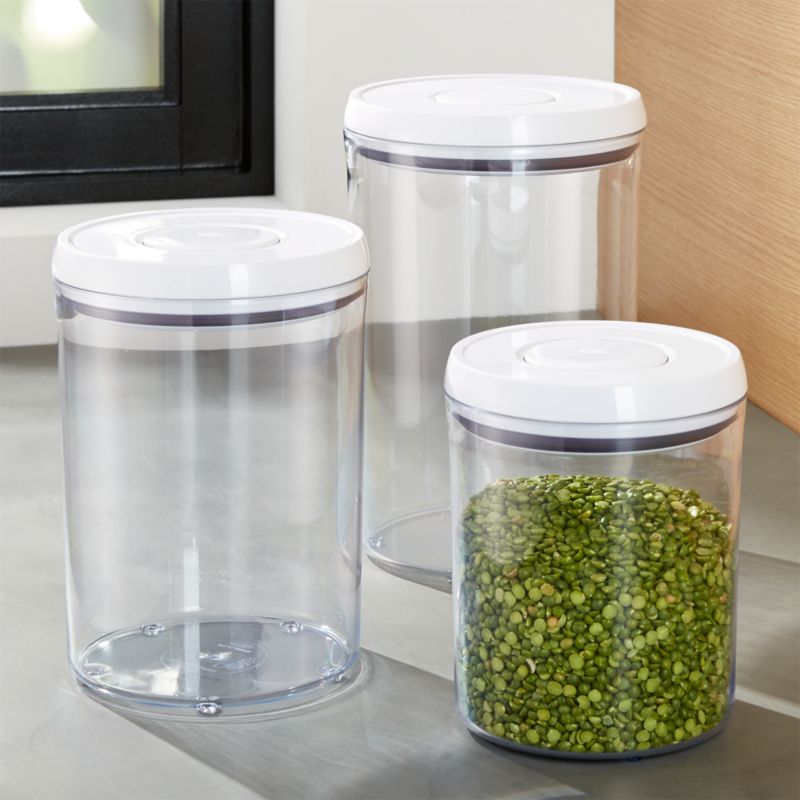 OXO Pop Round Containers with Lids, Set of 3 + Reviews Crate and Barrel