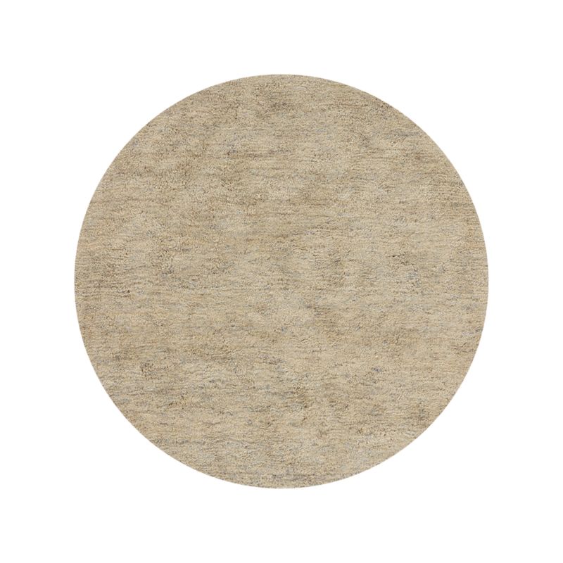 Parker Neutral 6' Round Wool Shag Rug Crate and Barrel