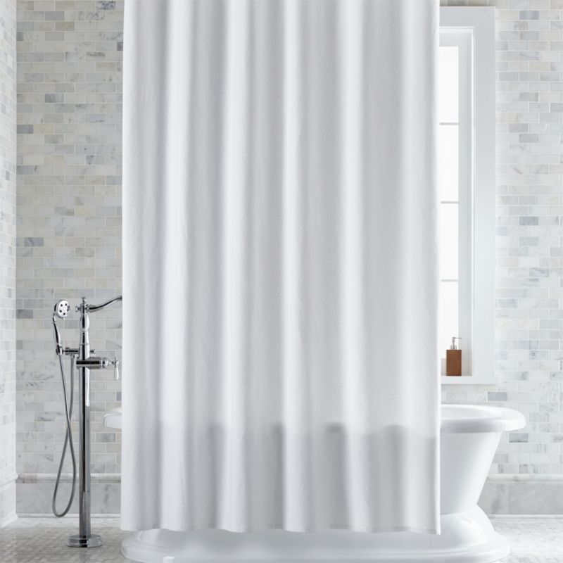 Pebble Matelassé White ExtraLong Shower Curtain + Reviews Crate and
