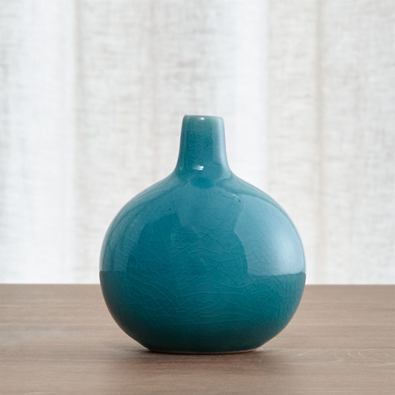 Perry Short Turquoise Vase Crate and Barrel