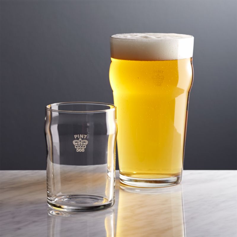 Pint and Half Pint Glasses with Crown Crate and Barrel