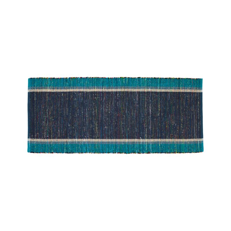 Quentin Blue Cotton 2.5'x6' Rug Runner Crate and Barrel