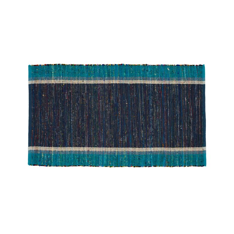 Quentin Blue Cotton 30"x50" Rug Crate and Barrel
