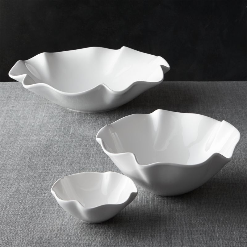 White Ruffle 5.5"15" Bowls Crate and Barrel