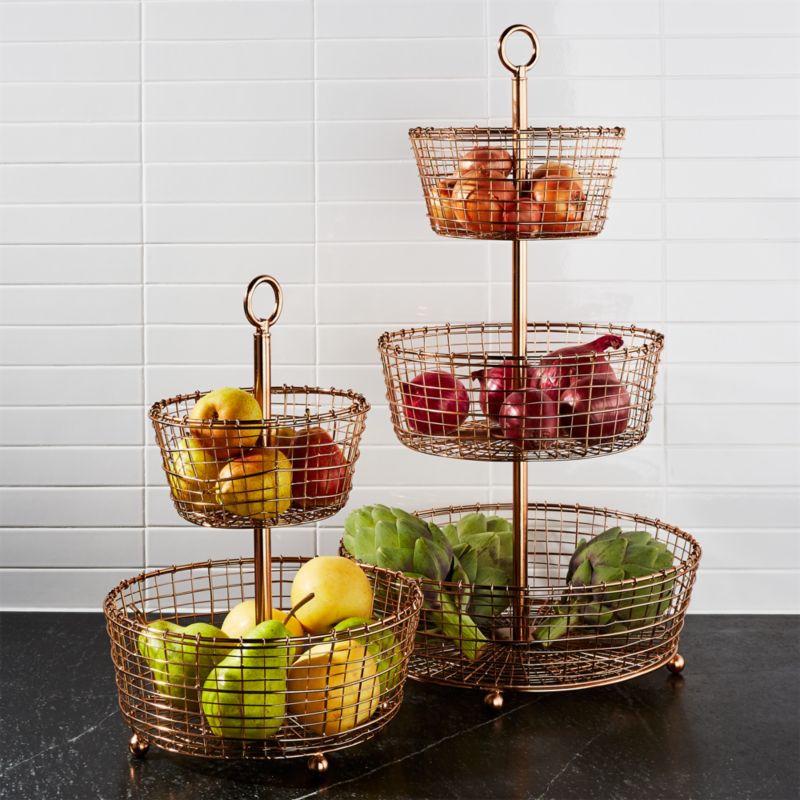 Bendt Tiered Copper Fruit Baskets Crate and Barrel