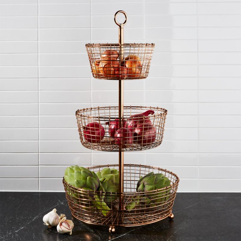 Rustic 3Tier Copper Fruit Basket Crate and Barrel